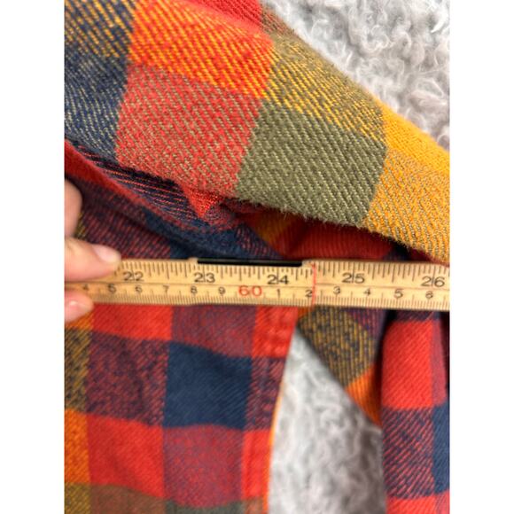 L.L.Bean Organic Cotton Flannel Shirt L Tall Slightly Fitted Plaid Fall Colors - Picture 3 of 7